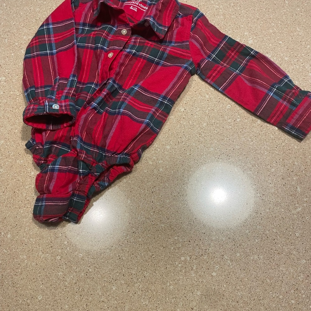Vineyard Vines Red Plaid Kids Bodysuit